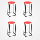 Ver imagem 1 de Kit 4 Banco de Metal Bar Assento Plástico Empilhável Vermelho 65cm