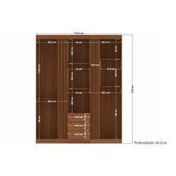Guarda Roupa Solteiro 3 Portas 3 Gavetas 3.3 Aurora Jatoba/areia - Santos Andirá - 4