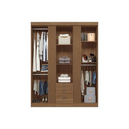 Guarda Roupa Solteiro 3 Portas 3 Gavetas 3.3 Aurora Jatoba/areia - Santos Andirá - 5