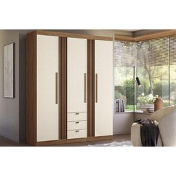Guarda Roupa Solteiro 3 Portas 3 Gavetas 3.3 Aurora Jatoba/areia - Santos Andirá - 1