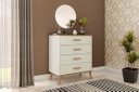 Ver imagem 1 de Cômoda Mat Estilo Retrô 100% Mdf com Pés Palito em Madeira e Puxadores Amadeirados 4 Gavetas com Cor