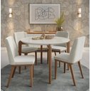 Ver imagem 1 de Mesa de Jantar 115cm Madeira Donatella 4 Lugares Vidro Redonda Cozinha