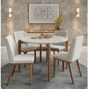 Ver imagem 1 de Mesa de Jantar 115cm Madeira Donatella 4 Lugares Vidro Redonda Cozinha