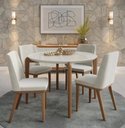 Ver imagem 1 de Mesa de Jantar 115cm Madeira Donatella 4 Lugares Vidro Redonda Cozinha