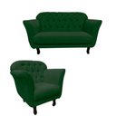 Ver imagem 3 de Kit Namoradeira + 1 Poltrona Decorativa Dália Veludo Verde