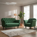 Ver imagem 1 de Kit Namoradeira + 1 Poltrona Decorativa Dália Veludo Verde