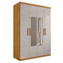 Ver imagem 2 de Guarda Roupa Solteiro Aster 4 Portas de Bater 3 Gavetas com Espelho Naturalle-Off White Framar
