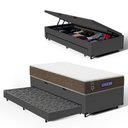 Ver imagem 2 de Cama Box Baú com Colchão Gazin de Molas Ensacadas One Face Air Light + Auxiliar de Espuma Solteiro