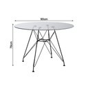 Ver imagem 3 de Mesa de Jantar Vidro Redonda 90cm com 4 Poltronas Pretas Ferro Preto Cor: Preto