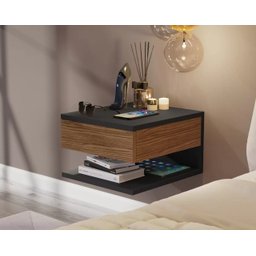 Mesa de Cabeceira Suspenso Flórida Preto / Freijó - Comprar Moveis em Casa - 1