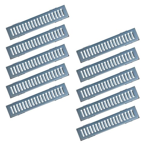 Kit 10 Ralo Grelha Linear e Caixilho Aço Galvanizado 10x50cm