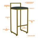 Ver imagem 4 de Kit 02 Banquetas Alta Para Cozinha Sala De Jantar Hanna L02 Dourado Linho Verde Musgo - Lyam Decor