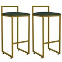 Ver imagem 1 de Kit 02 Banquetas Alta Para Cozinha Sala De Jantar Hanna L02 Dourado Linho Verde Musgo - Lyam Decor