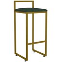 Ver imagem 3 de Kit 02 Banquetas Alta Para Cozinha Sala De Jantar Hanna L02 Dourado Linho Verde Musgo - Lyam Decor