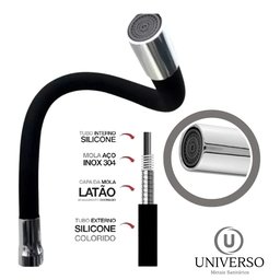 Torneira Colorida Cano Silicone Flexivel Preta Bancada C 70:preto - 5