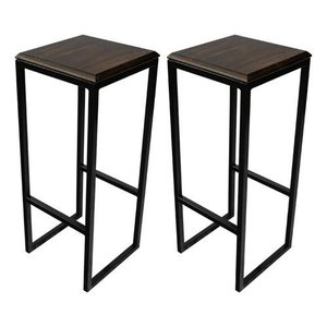 Kit 2 Banqueta Alta Industrial Moderna P/ Balcão Bistro Cozinha Preto