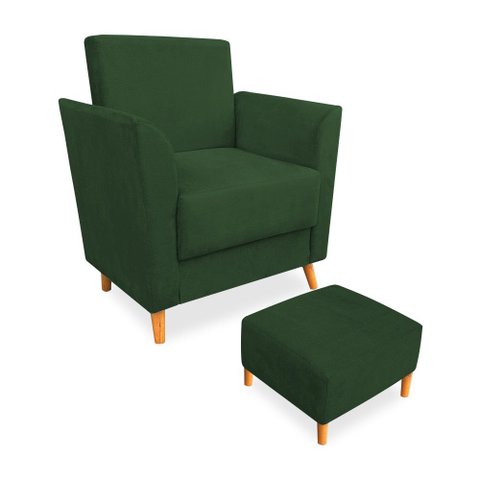 Poltrona de Amamentação com Puff Flavia Suede - Pallazio