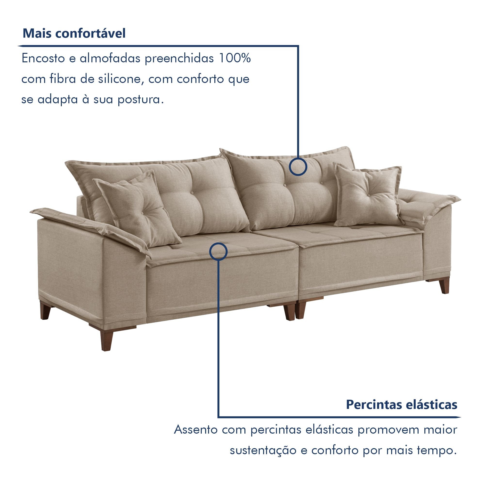 Sofá 4 Lugares 250cm com Almofadas M44  - 3