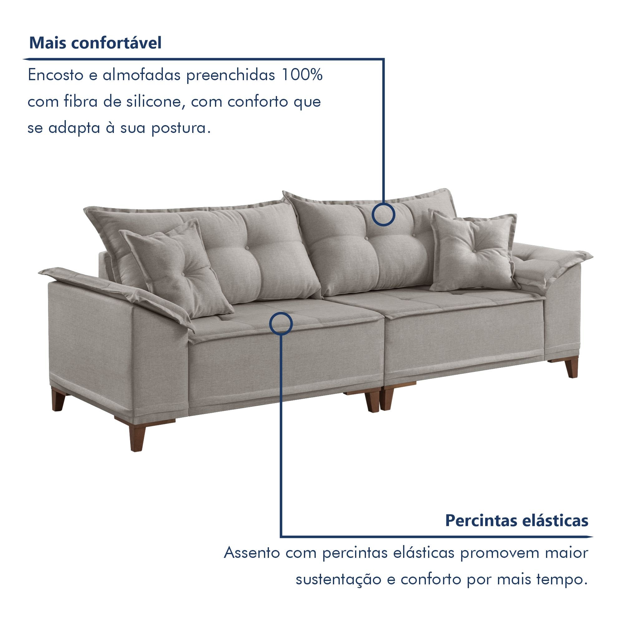 Sofá 4 Lugares 250cm com Almofadas M44  - 3