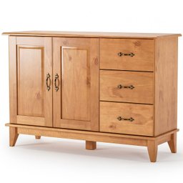 Buffet Aparador Madeira Maciça 2 Portas 3 Gavetas 120 Cm Bella Carvalho Fosco - 1
