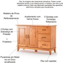 Ver imagem 5 de Buffet Aparador Madeira Maciça 2 Portas 3 Gavetas 120 Cm Bella Carvalho Fosco