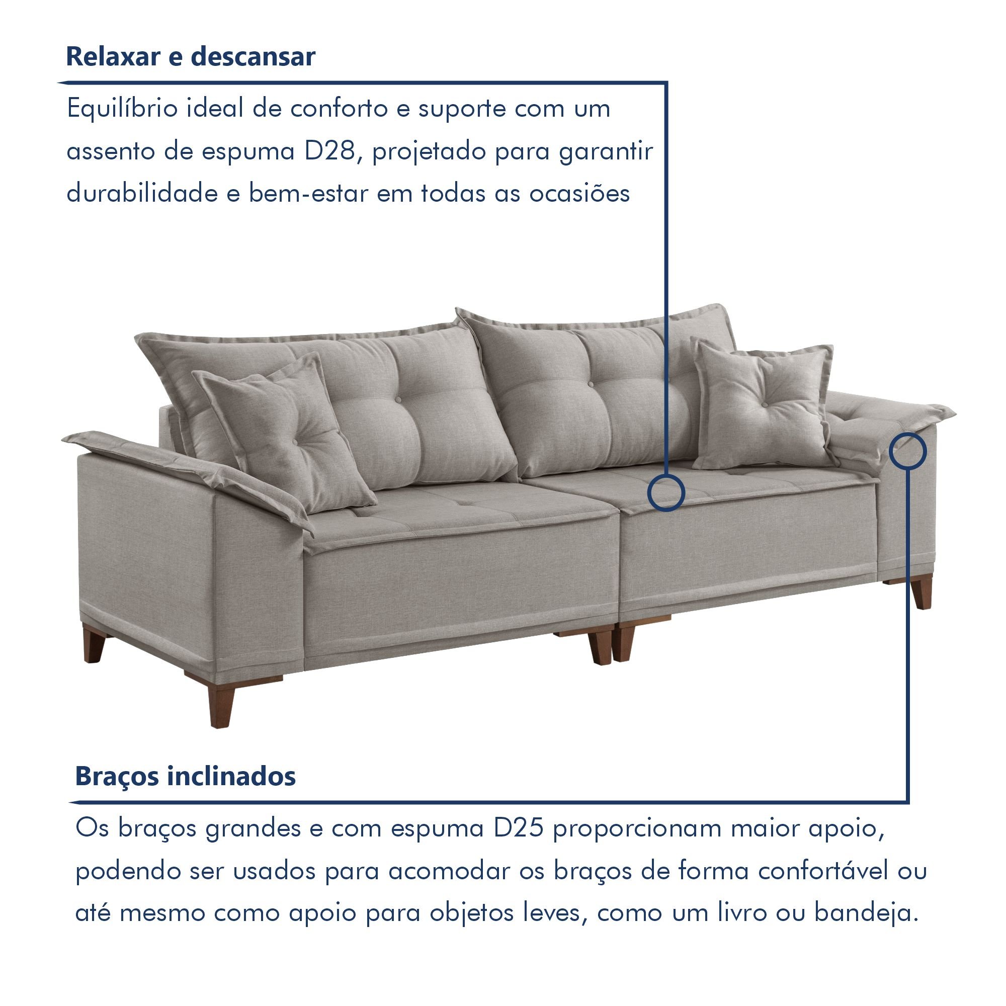 Sofá 4 Lugares 290cm com Almofadas M44  - 4