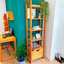 Ver imagem 2 de Estante 6 Prateleiras de Madeira Pinus Linea Slim com Gaveta Carvalho