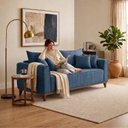 Ver imagem 7 de Sofá Lugares Living 220cm com 4 Almofadas e Pés em Madeira Maciça Porto