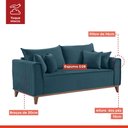 Ver imagem 4 de Sofá Lugares Living 220cm com 4 Almofadas e Pés em Madeira Maciça Porto