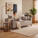 Ver imagem 7 de Sofá Lugares Living 220cm com 4 Almofadas e Pés em Madeira Maciça Porto