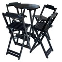 Ver imagem 1 de Jogo De Mesa Bistrô De Madeira Com 4 Cadeiras Dobravel Preto - Preto