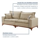 Ver imagem 7 de Sofá Living 4 Lugares 240cm Pés Madeira Maciça Nápoles Linho