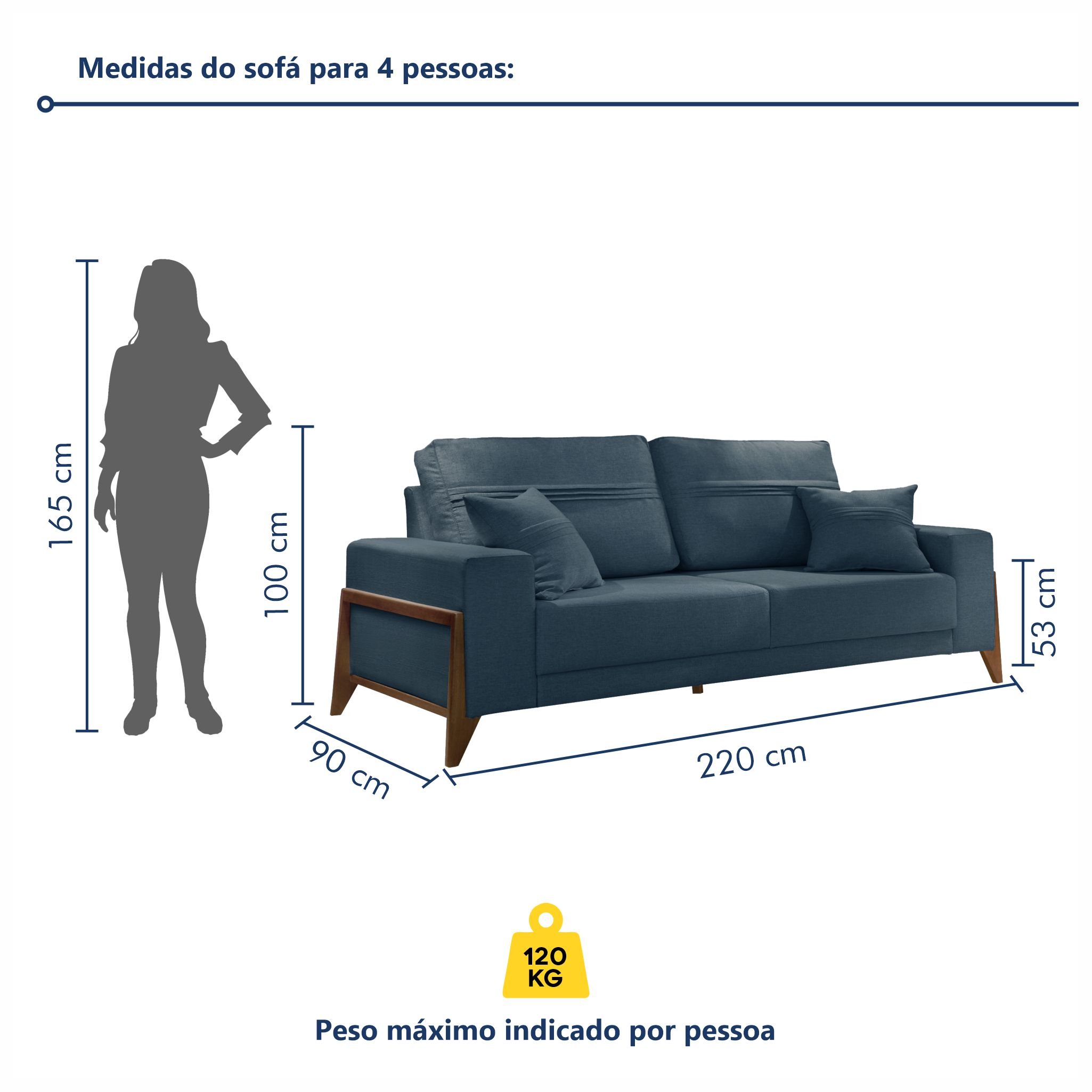 Sofá 4 lugares 220cm com Almofadas M130  - 6