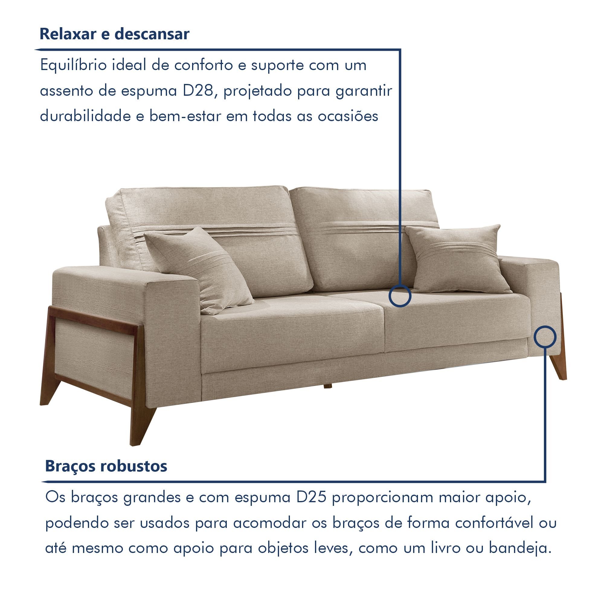 Sofá 4 lugares 220cm com Almofadas M130 Martins Estofados - 4