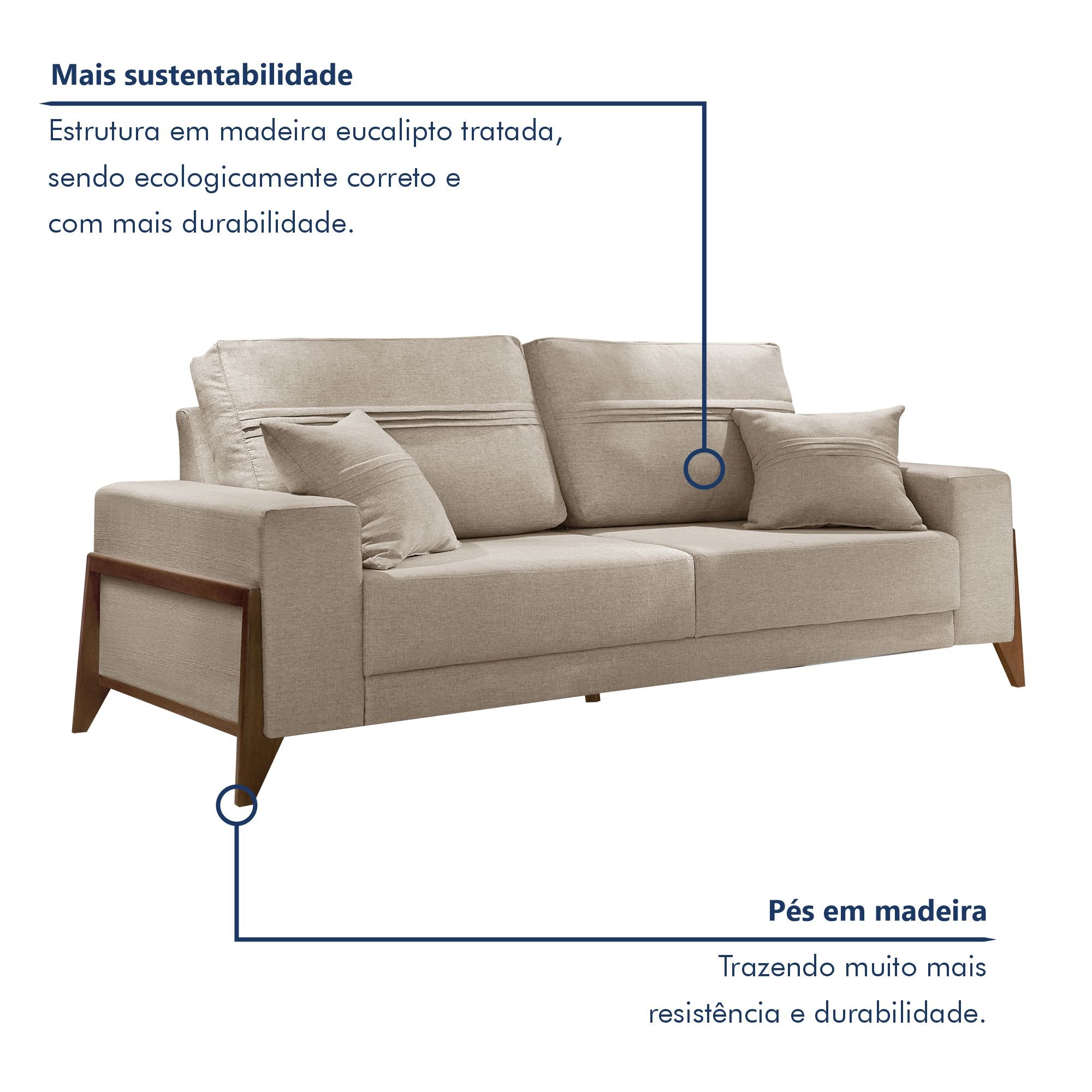 Sofá 4 lugares 220cm com Almofadas M130 Martins Estofados - 2