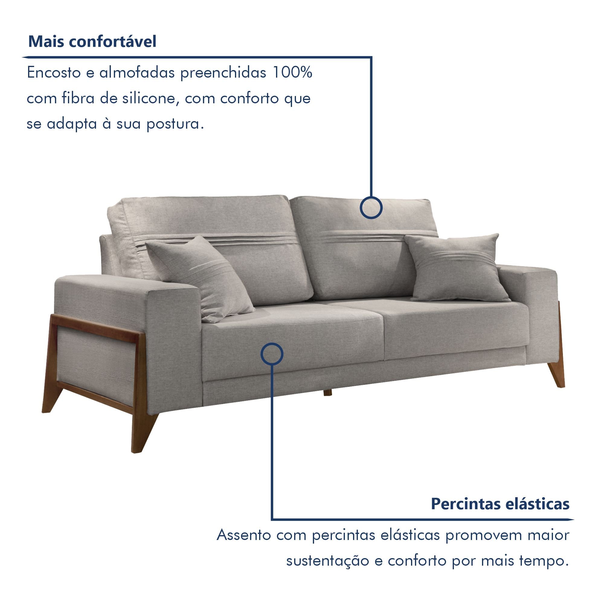 Sofá 4 lugares 220cm com Almofadas M130  - 3