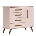 Ver imagem 1 de Cômoda Sapateira Infantil Alice 1 Porta 4 Gavetas Retrô - Bela Móveis:rosa