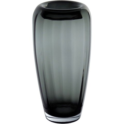 Vaso Decorativo de Vidro Fumê 25x13x13cm Enfeite Sala Mesa Estante Aparador