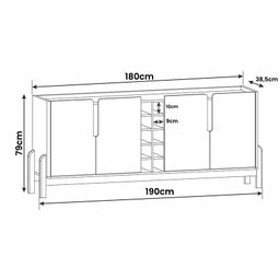 Aparador Buffet Armário Lizz 4 Portas Adega 1,90 Mdf/madeira Azul Cobalto/cedro - 6