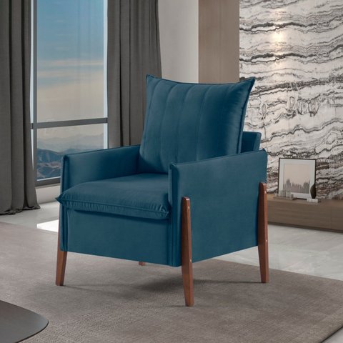 Poltrona Decorativa com Pés em Madeira Maciça 80cm Bella