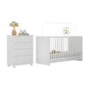 Ver imagem 2 de Berço 3 em 1 para Colchão 130x60cm com Cômoda 4 Gavetas Sol Multimóveis Mp4744 Branco
