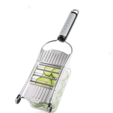 Fatiador Cortador Multifuncional Inox Ralador com Pote 9 Peças Vegetais Alho Cebola Queijo