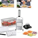 Ver imagem 2 de Fatiador Cortador Multifuncional Inox Ralador com Pote 9 Peças Vegetais Alho Cebola Queijo