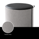 Ver imagem 5 de Puff Redondo Decorativo Requinte Linho com Assento em Couro Vegano Moderno