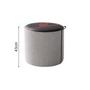 Ver imagem 4 de Puff Requinte Redondo Decorativo Design Moderno para Sala Premium Luxo - Couro Preto/Linho Cinza