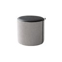 Ver imagem 2 de Puff Requinte Redondo Decorativo Design Moderno para Sala Premium Luxo - Couro Preto/Linho Cinza