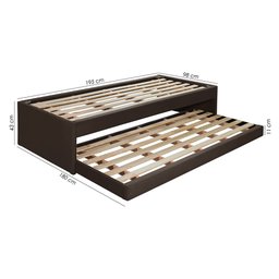 Bicama de Solteiro em Madeira Bari Revestida Tecido Pavia Marrom - Php - 4