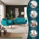 Ver imagem 4 de Kit Namoradeira e Poltrona Decorativa para Sala Recepção Manicure Consultório Alice Tecido Suede