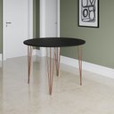Ver imagem 1 de Mesa Jantar Redonda Elen Hairpin 110cm Tampo Preto Base Cobre Sala Cozinha - Cobre/preto