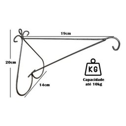 2 Suportes de Parede 19cm Pendurar Plantas Pendente Coração - 2